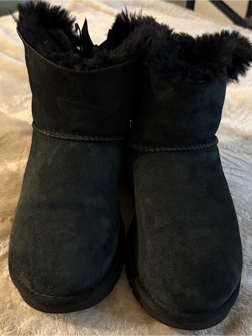 UGG Mini Bailey Bow II Black Fur-Lined Winter Boots